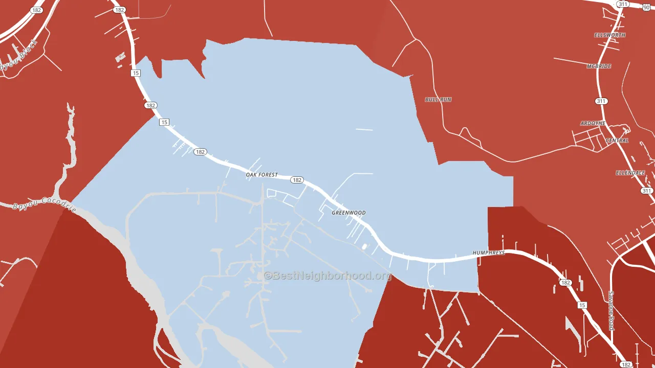 Gibson, LA block-group political-lean map