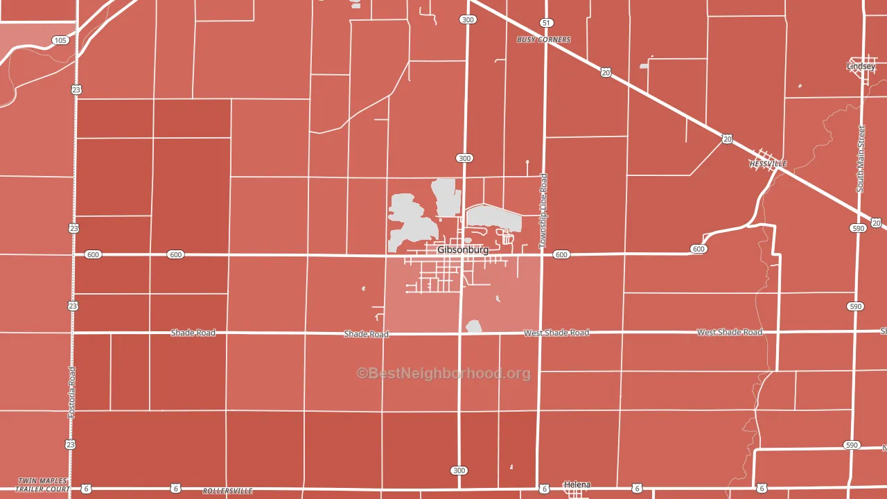 Gibsonburg, OH block-group political-lean map