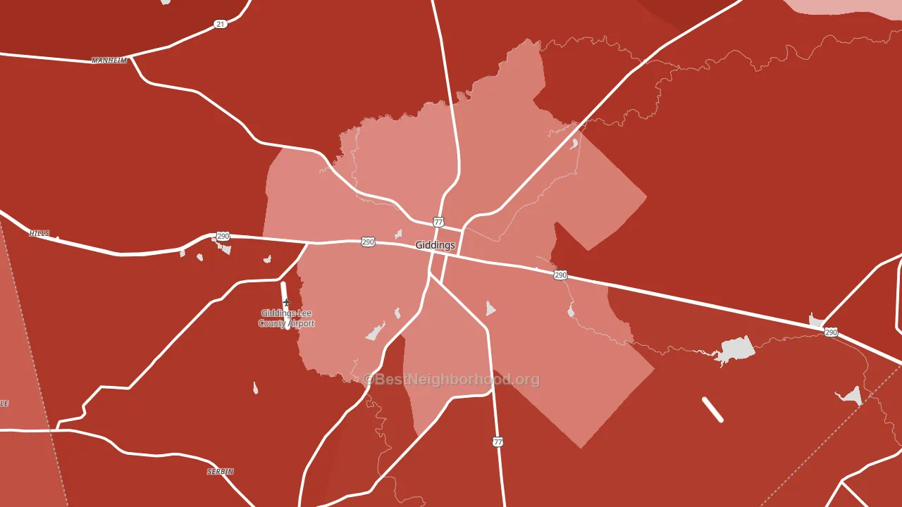 Giddings, TX block-group political-lean map