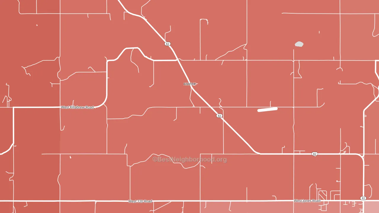 Gideon, OK block-group political-lean map