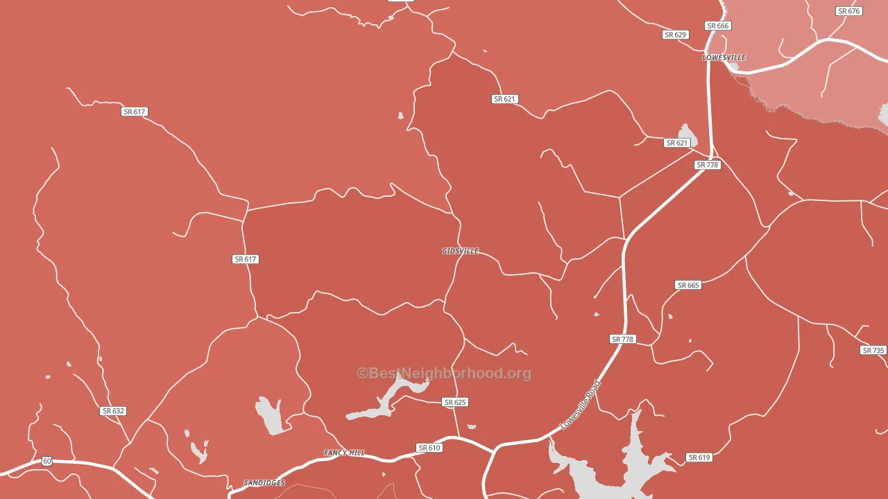 Gidsville, VA block-group political-lean map