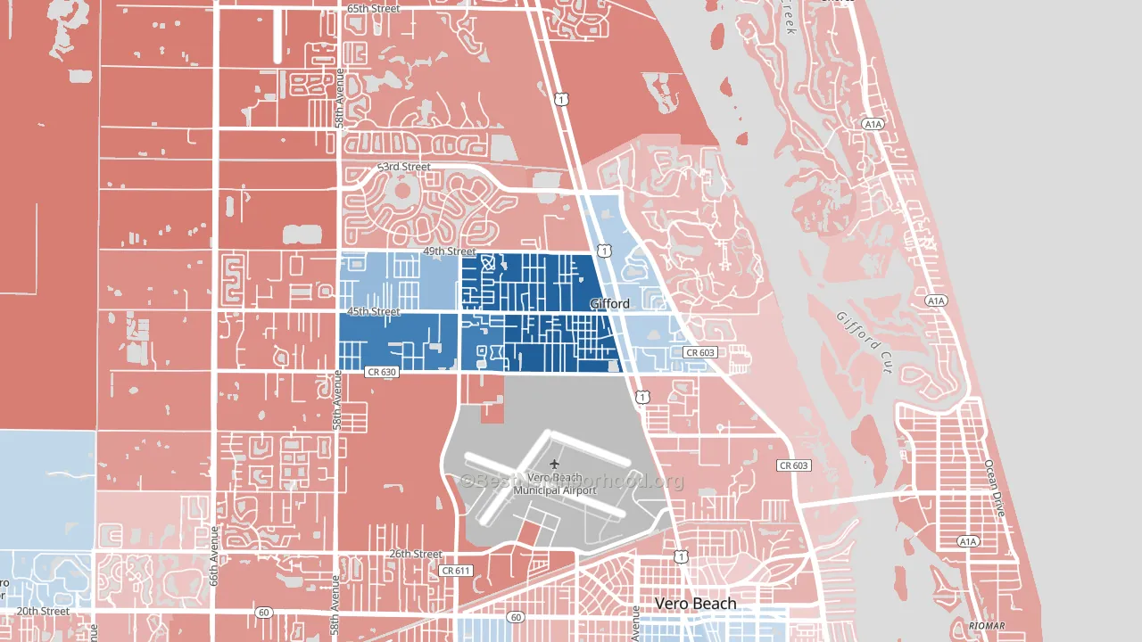 Gifford, FL block-group political-lean map