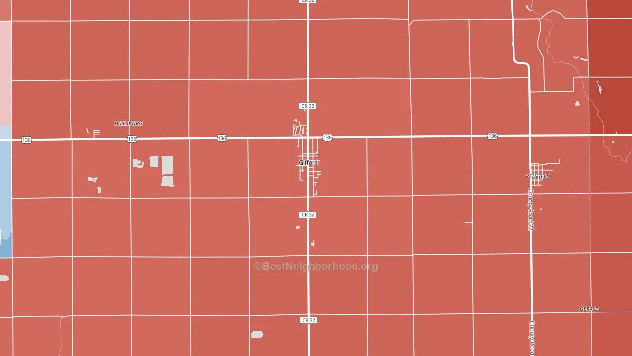 Gifford, IL block-group political-lean map