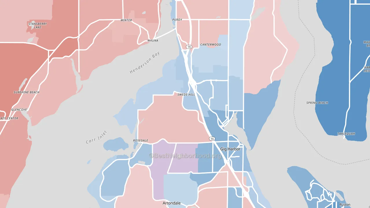 Gig Harbor, WA block-group political-lean map