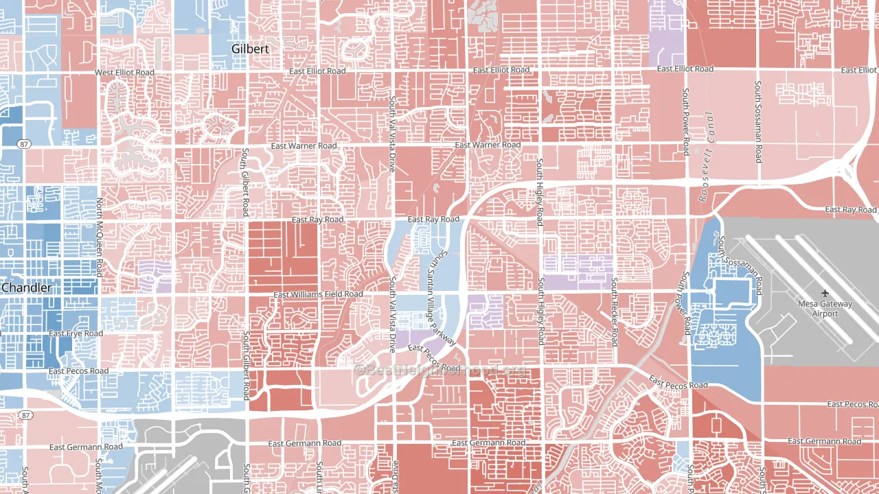 Gilbert, AZ block-group political-lean map