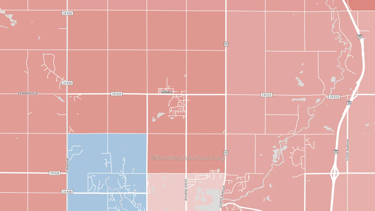 Gilbert, IA block-group political-lean map