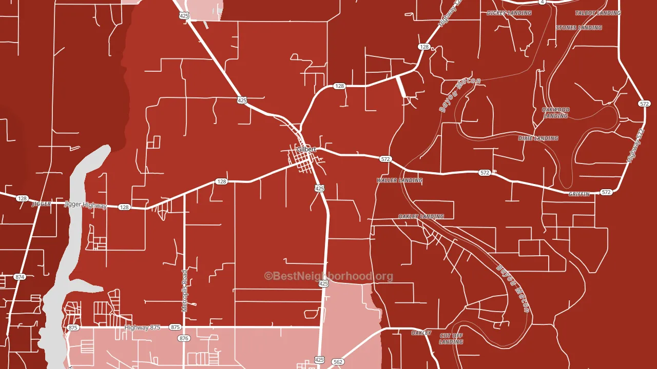 Gilbert, LA block-group political-lean map