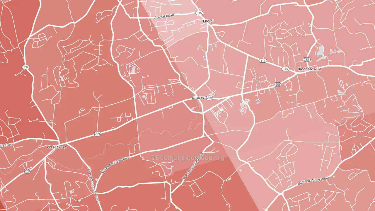 Gilbert, PA block-group political-lean map