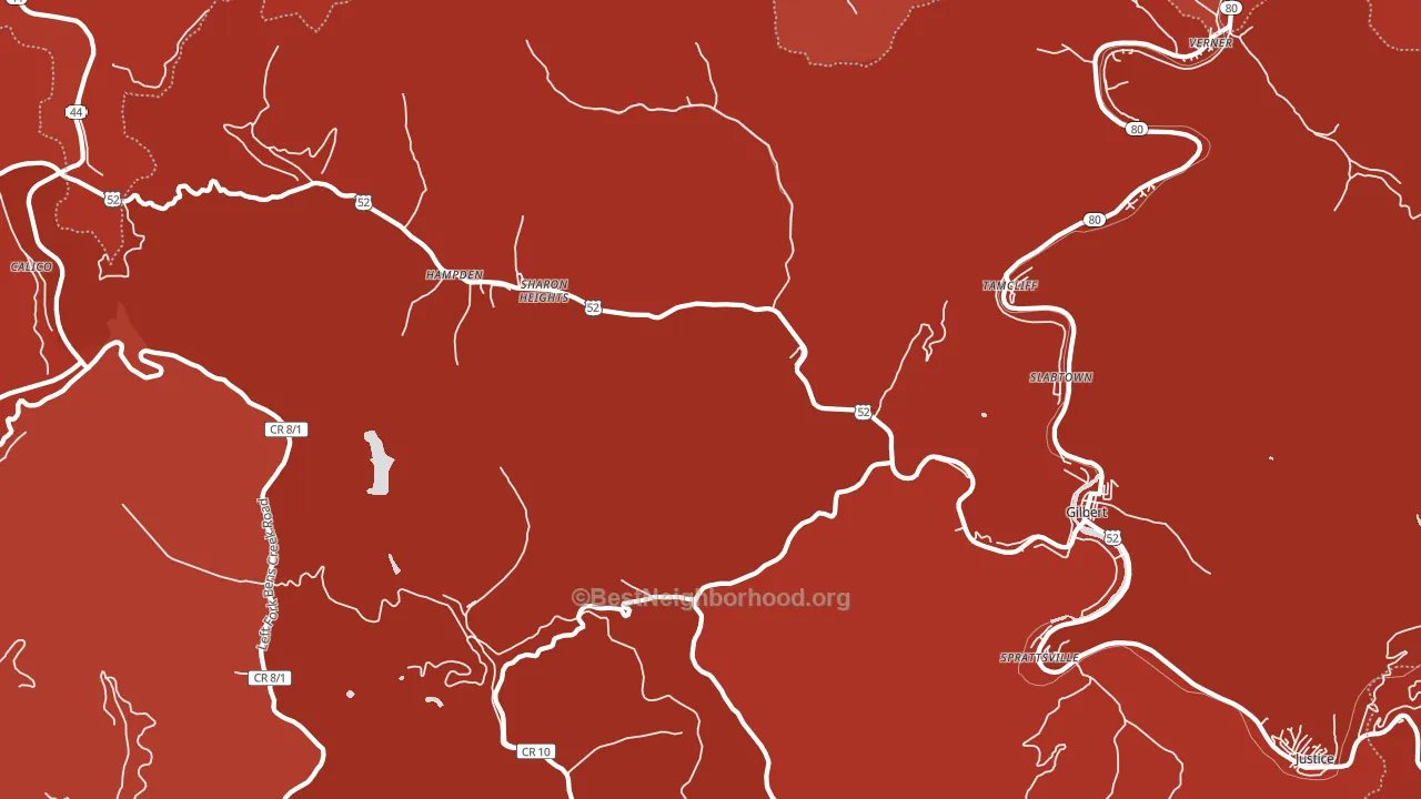 Gilbert, WV block-group political-lean map