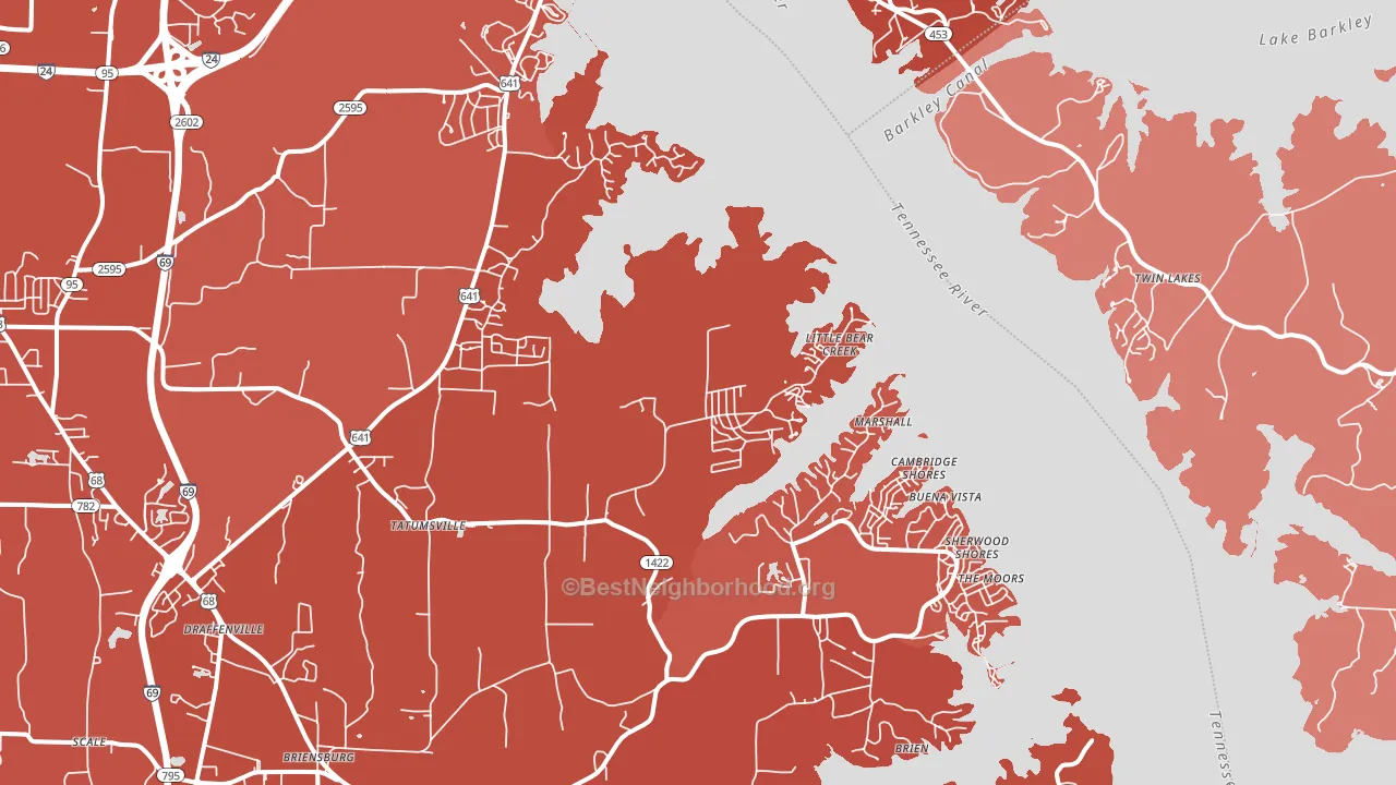 Gilbertsville, KY block-group political-lean map