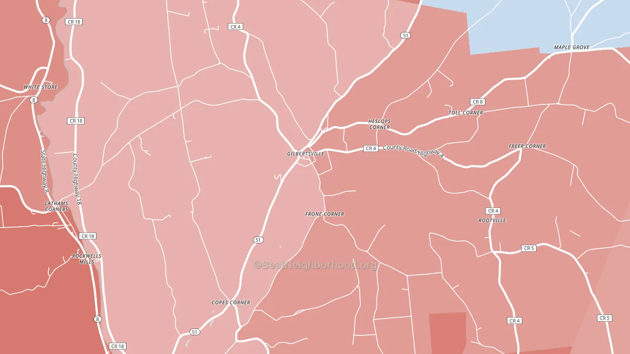 Gilbertsville, NY block-group political-lean map