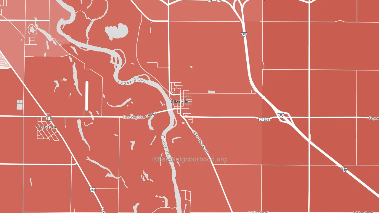 Gilbertville, IA block-group political-lean map