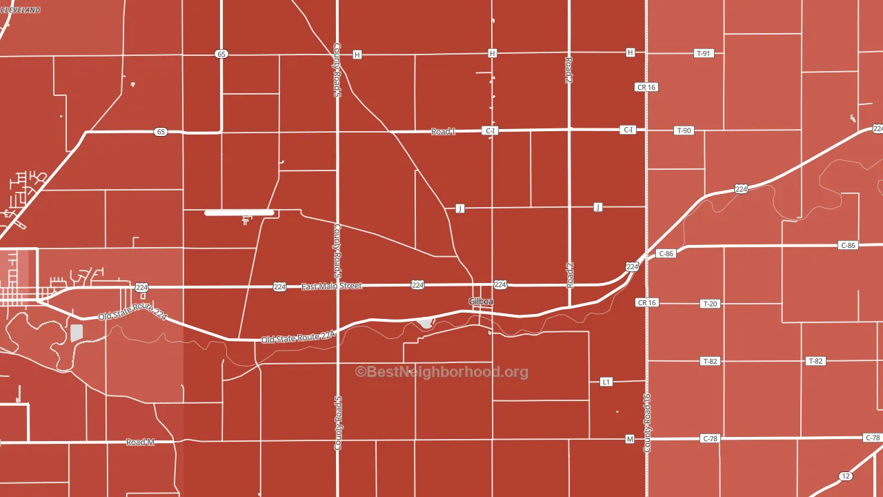 Gilboa, OH block-group political-lean map