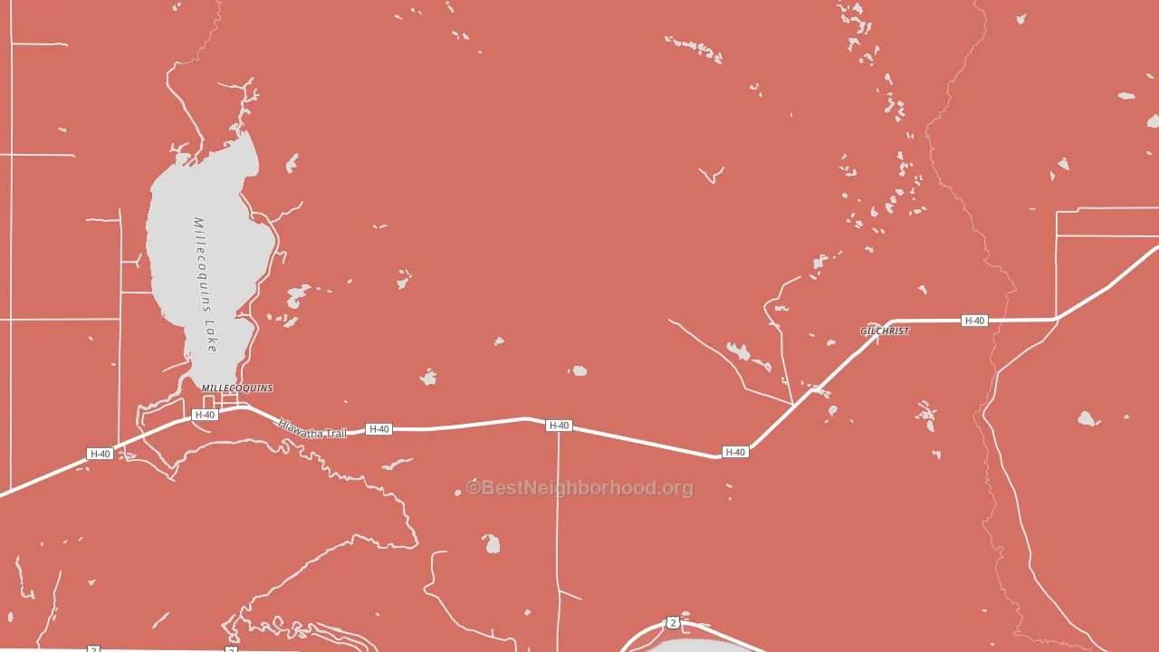 Gilchrist, MI block-group political-lean map