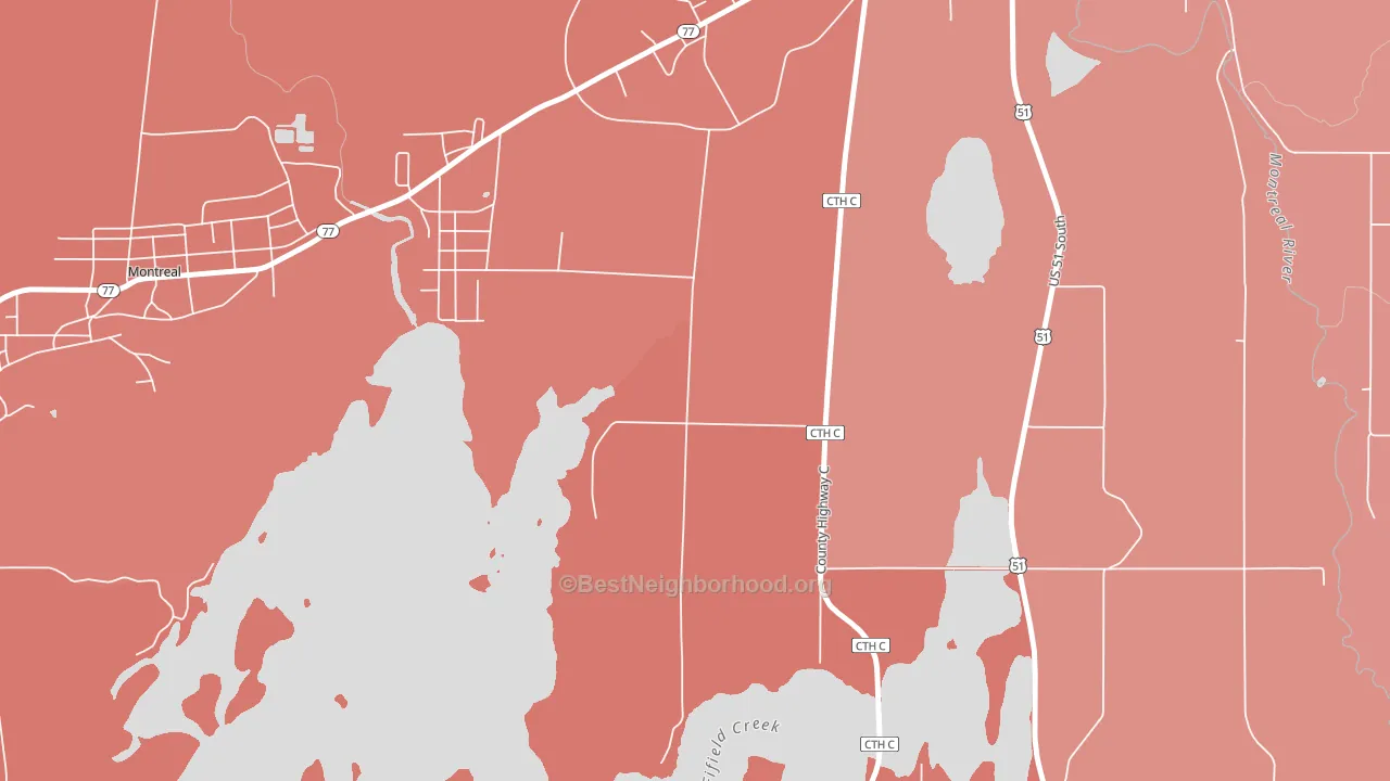 Gile, WI block-group political-lean map