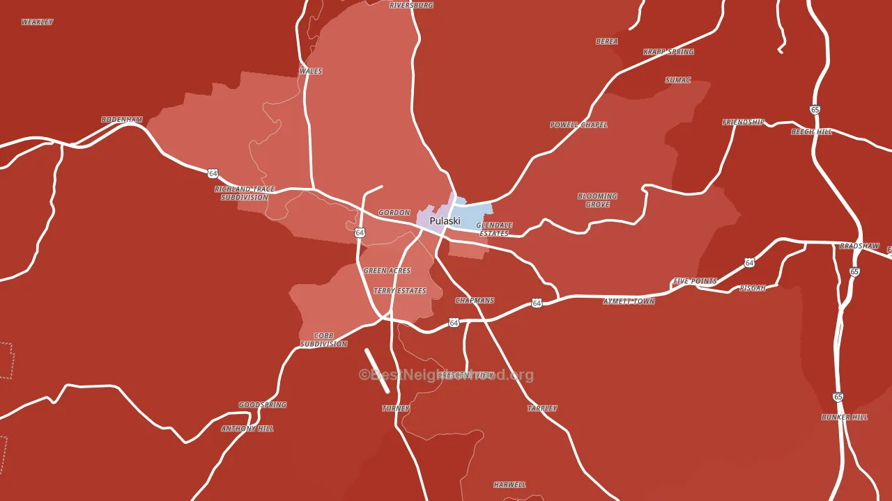 Giles County, TN block-group political-lean map