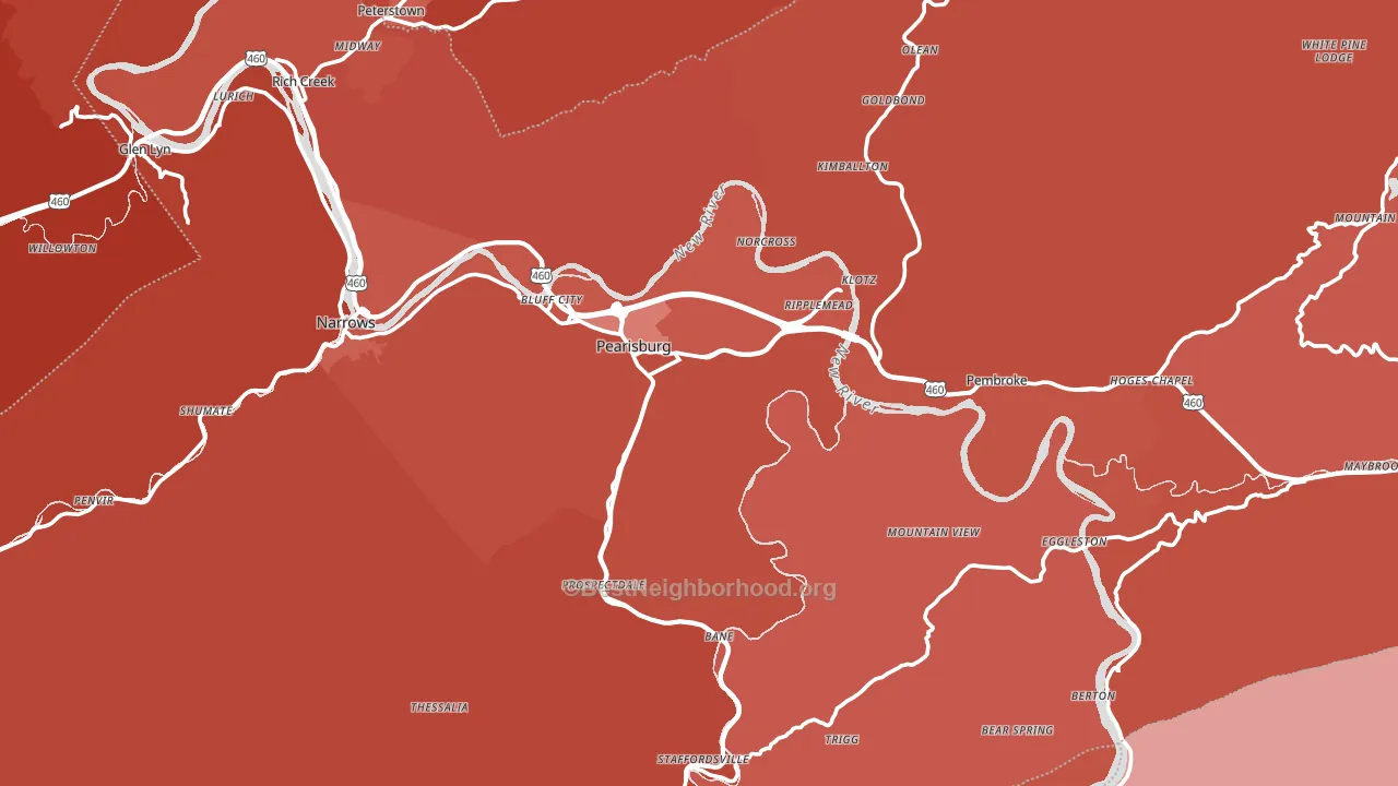Giles County, VA block-group political-lean map