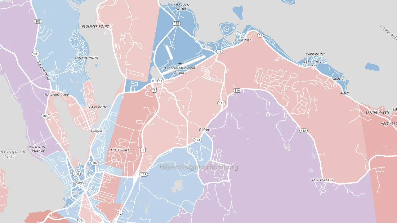 Gilford, NH block-group political-lean map