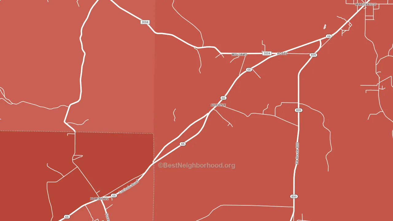 Gilfoyl, PA block-group political-lean map
