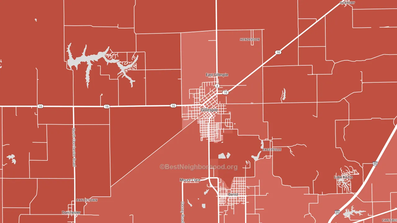 Gillespie, IL block-group political-lean map