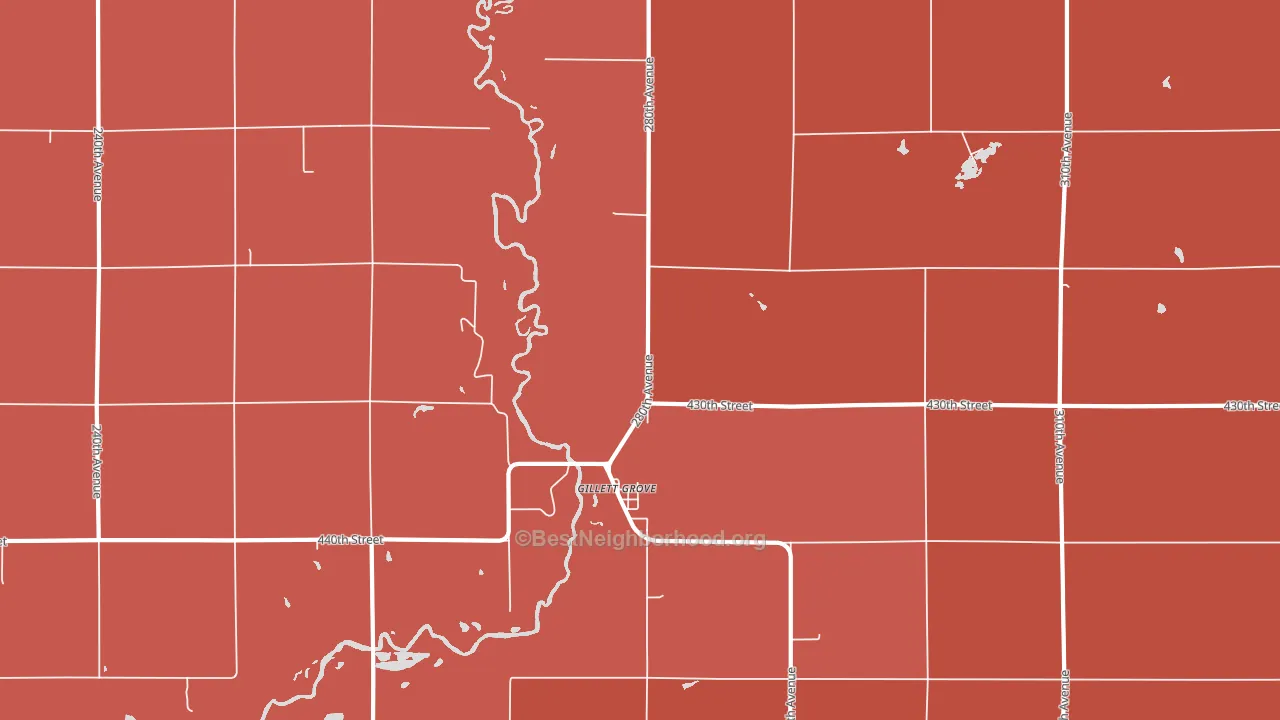 Gillett Grove, IA block-group political-lean map