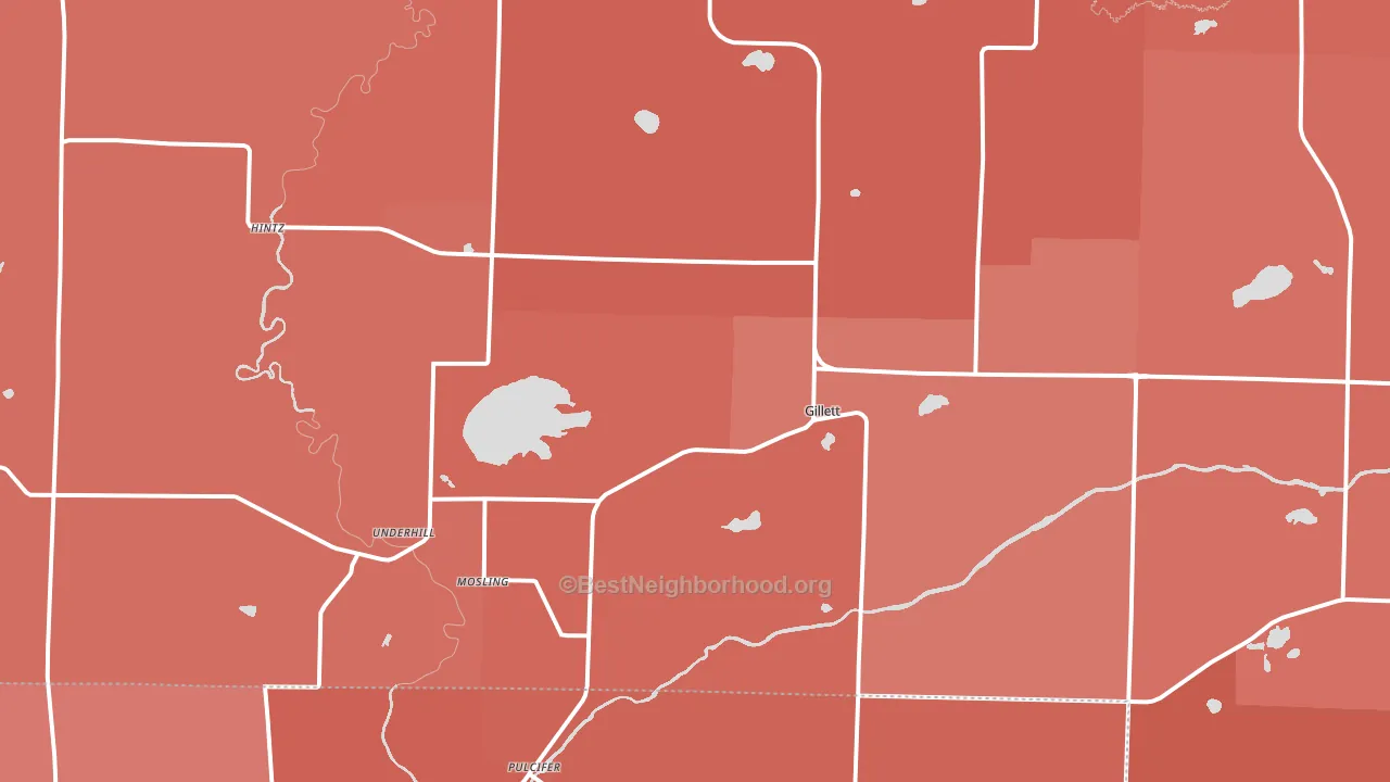 Gillett, WI block-group political-lean map