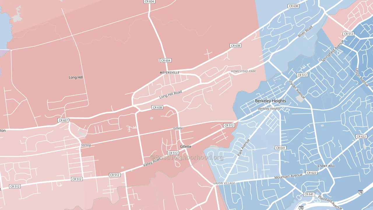 Gillette, NJ block-group political-lean map