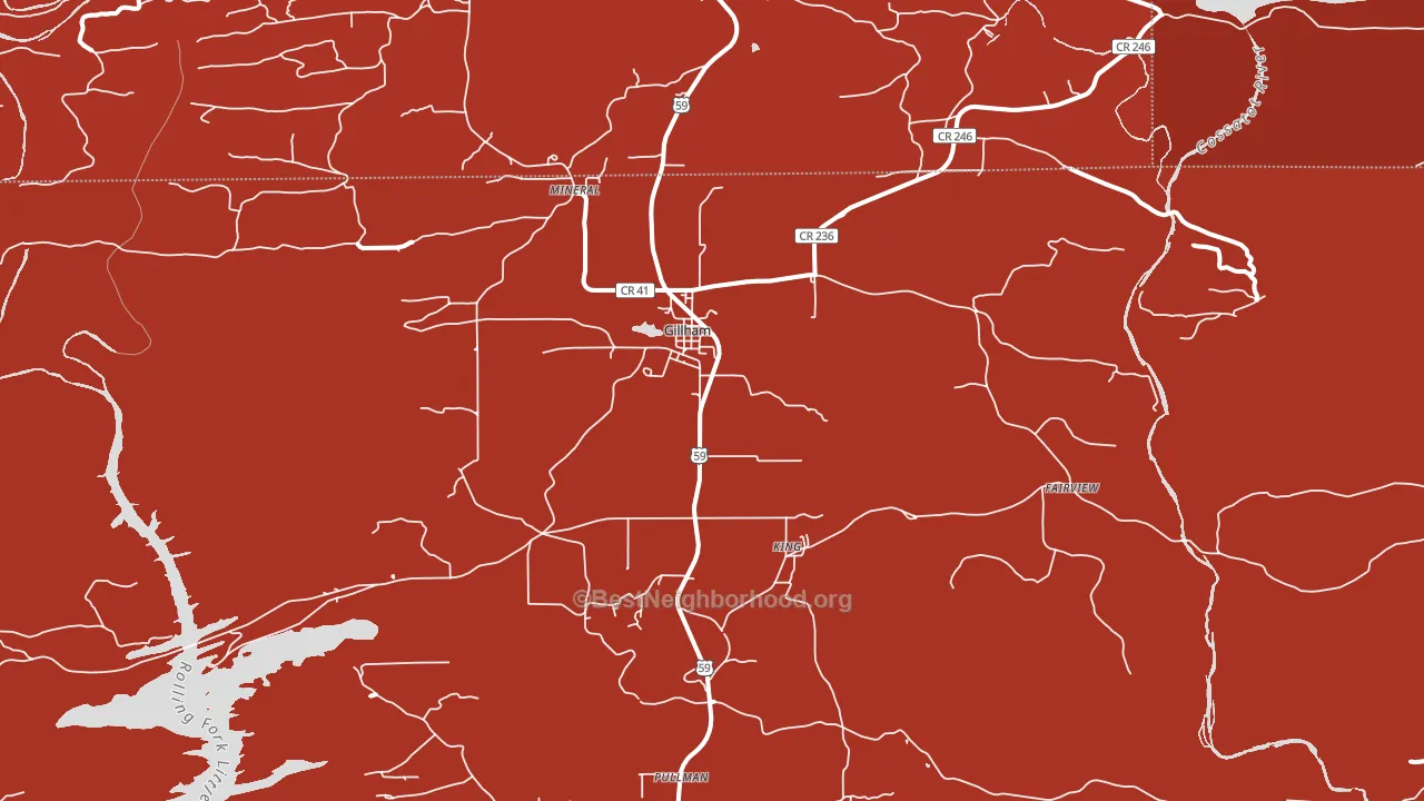 Gillham, AR block-group political-lean map