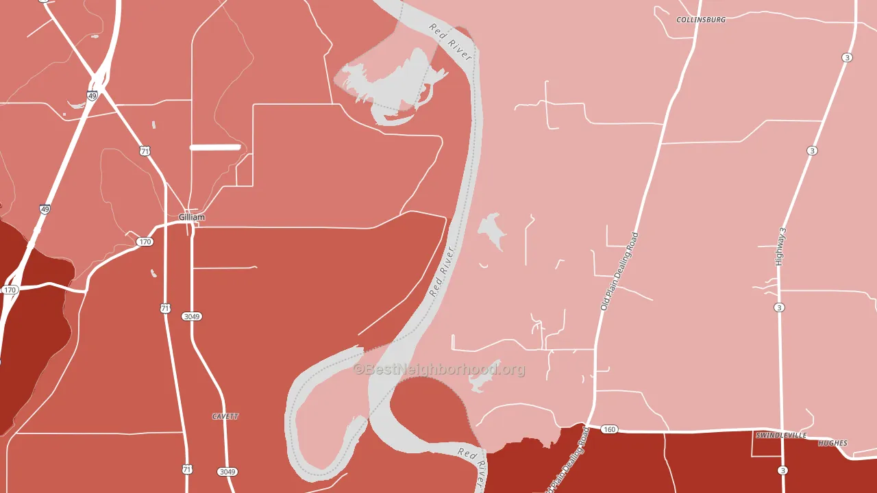 Gilliam, LA block-group political-lean map