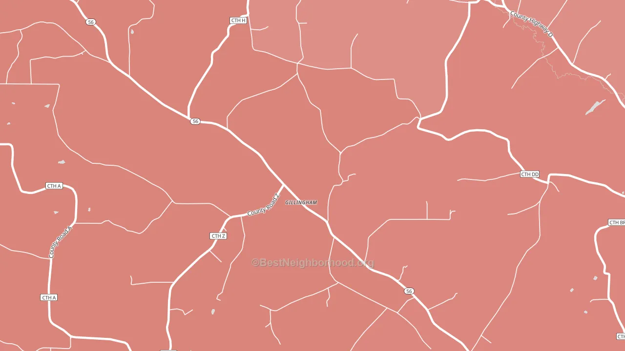 Gillingham, WI block-group political-lean map
