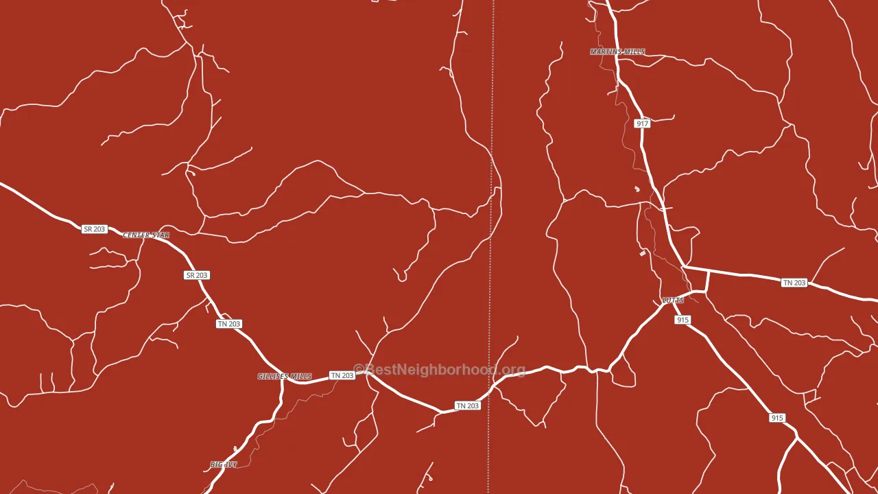 Gillises Mills, TN block-group political-lean map