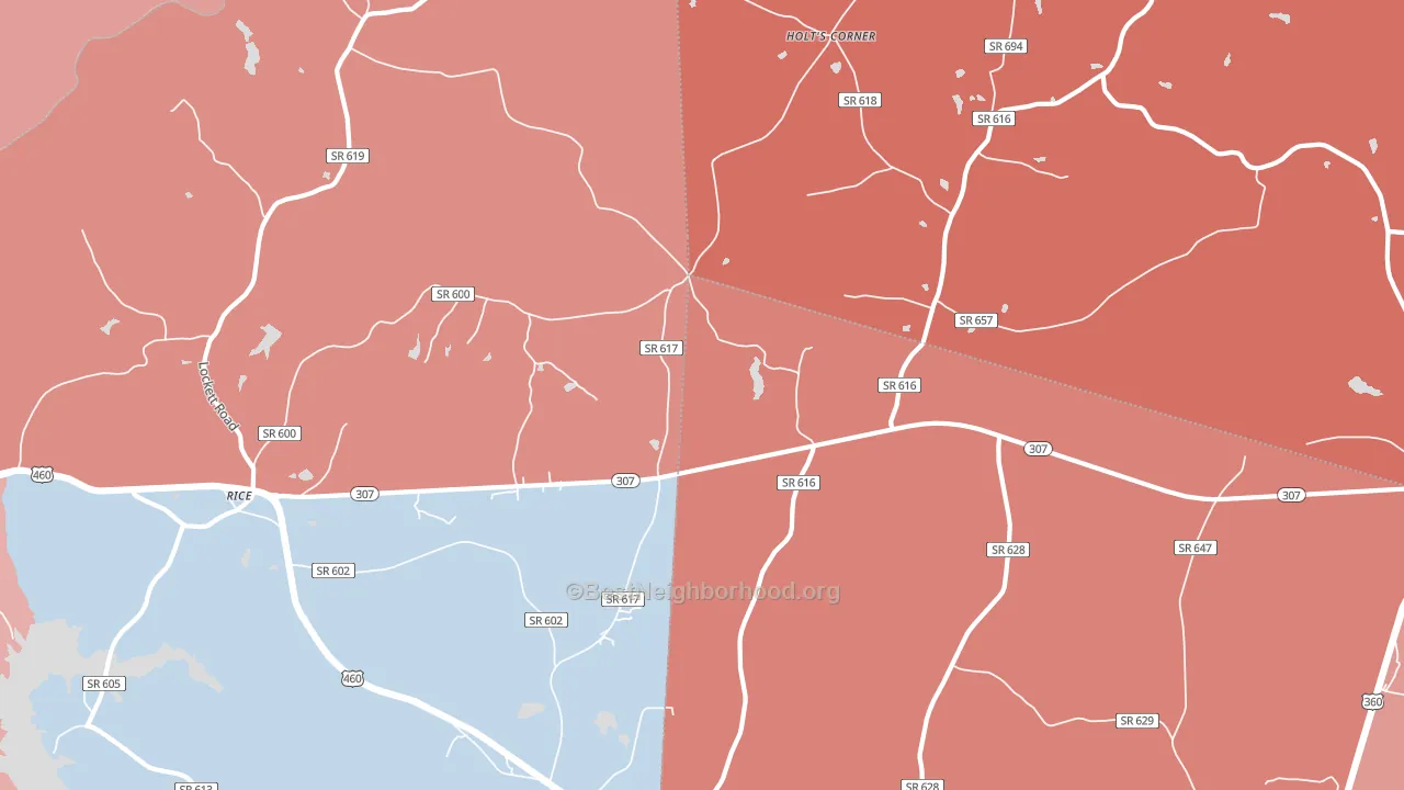Gills, VA block-group political-lean map