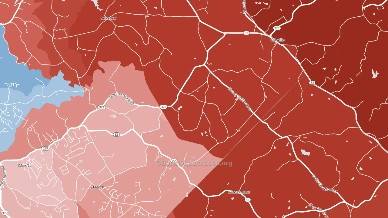 Gillsville, GA block-group political-lean map