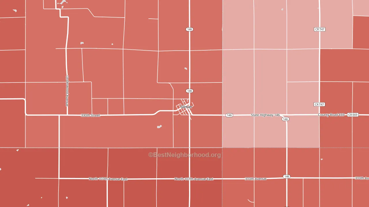 Gilman, IA block-group political-lean map