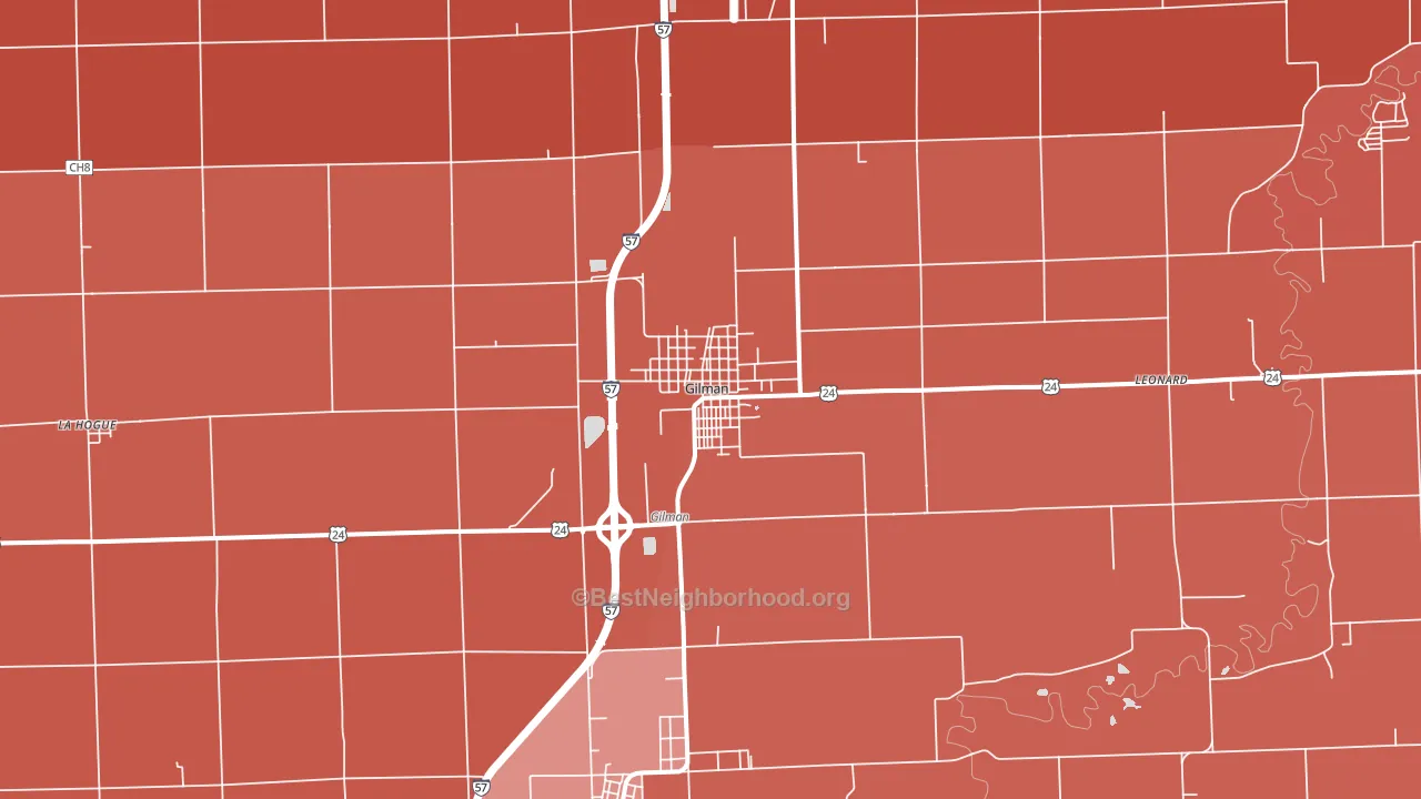 Gilman, IL block-group political-lean map
