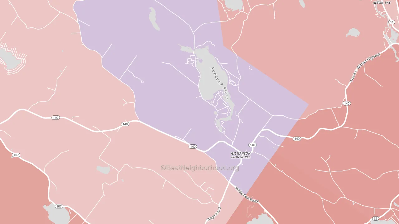 Gilmanton Iron Works, NH block-group political-lean map
