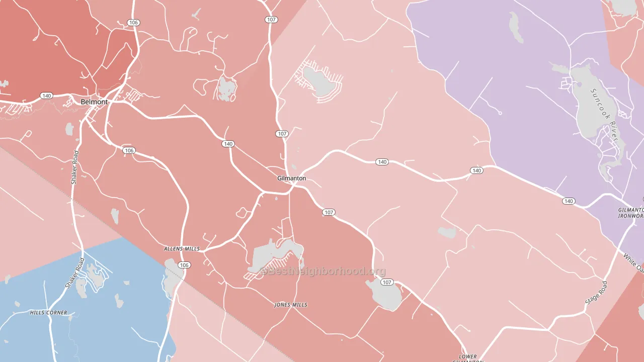 Gilmanton, NH block-group political-lean map