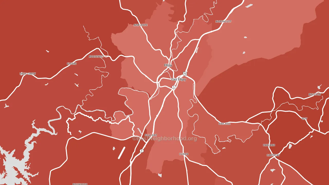 Gilmer County, GA block-group political-lean map