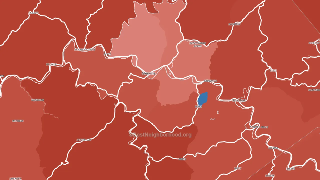 Gilmer County, WV block-group political-lean map