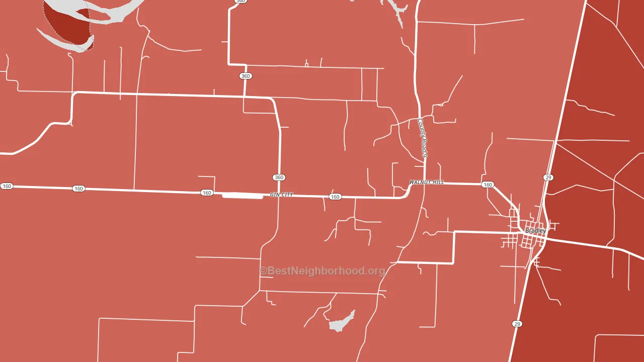 Gin City, AR block-group political-lean map