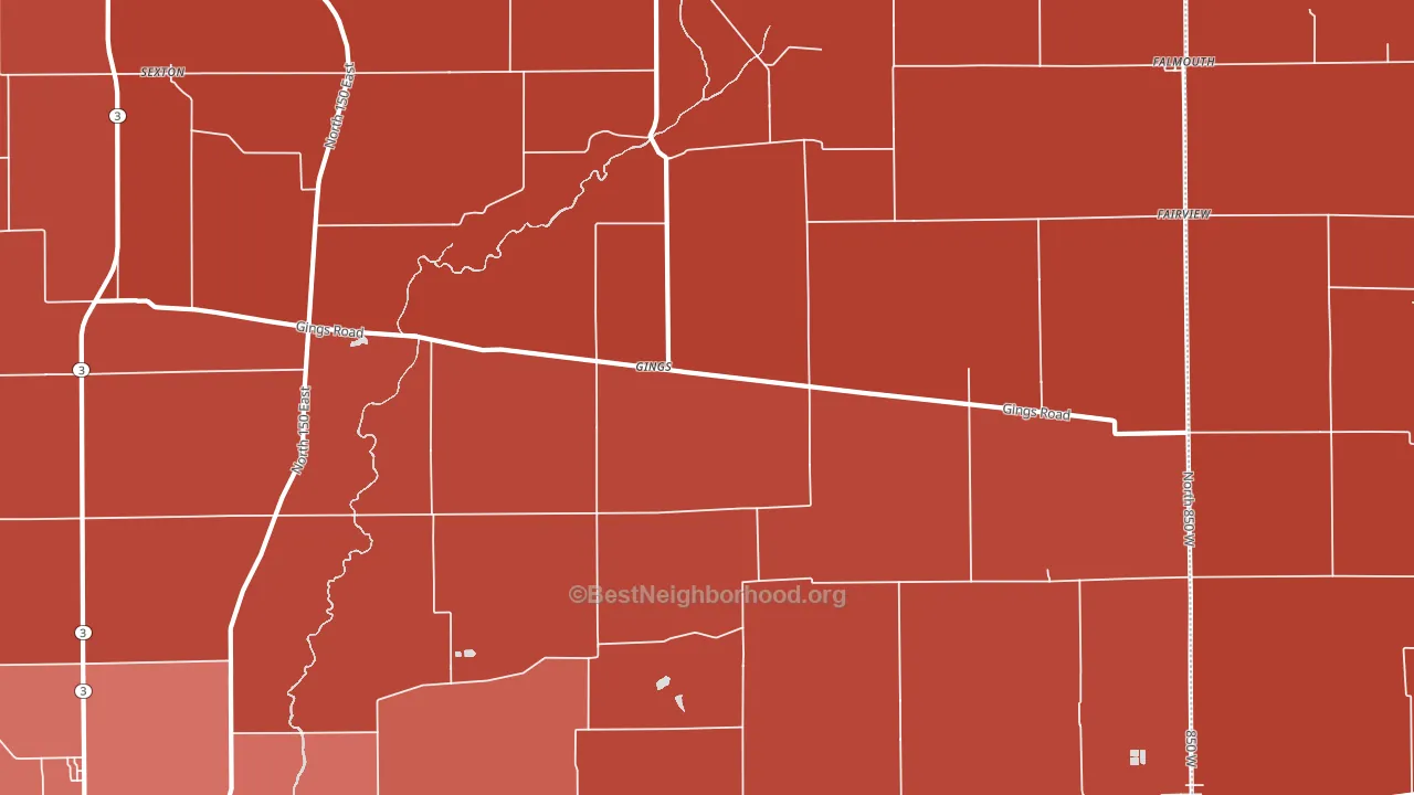 Gings, IN block-group political-lean map