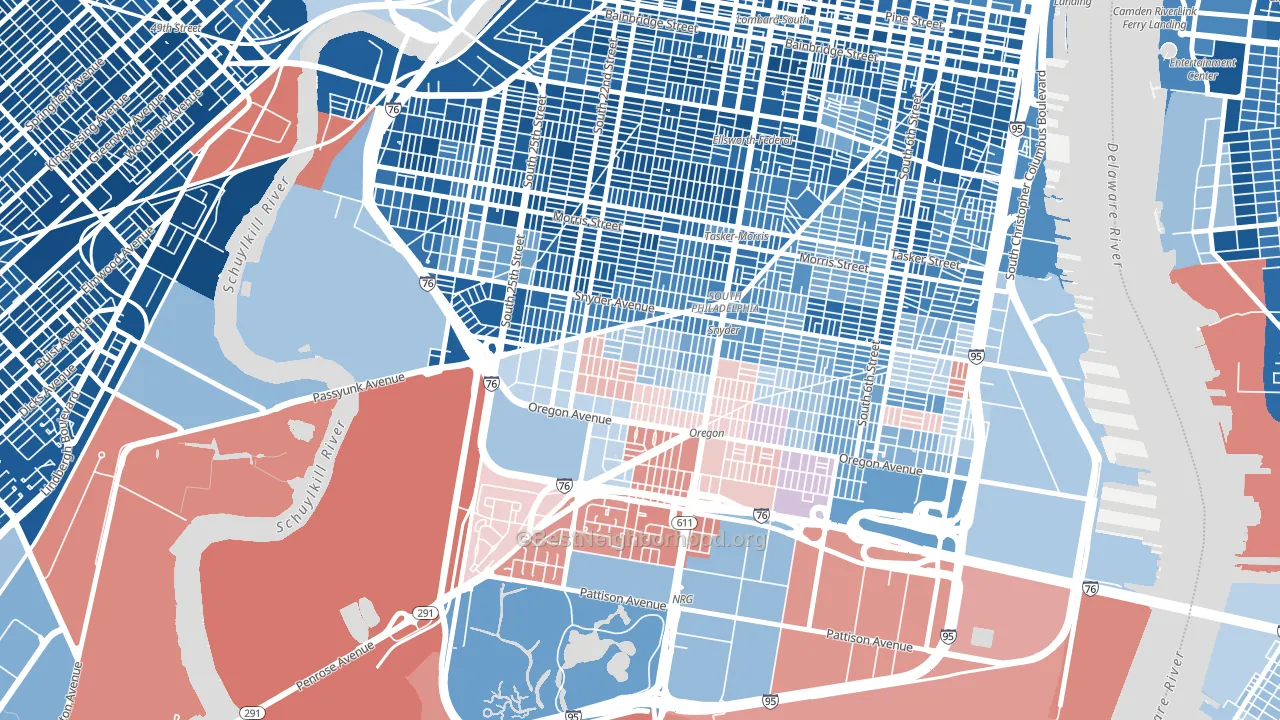 Girard Estates, Philadelphia, PA block-group political-lean map