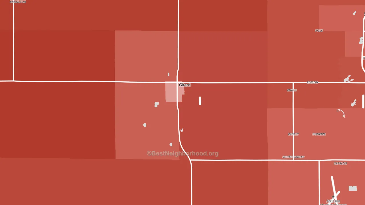 Girard, KS block-group political-lean map