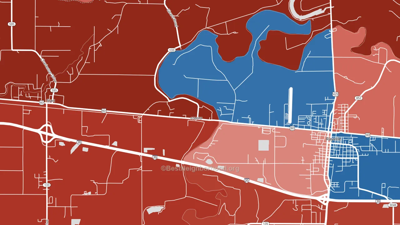 Girard, LA block-group political-lean map