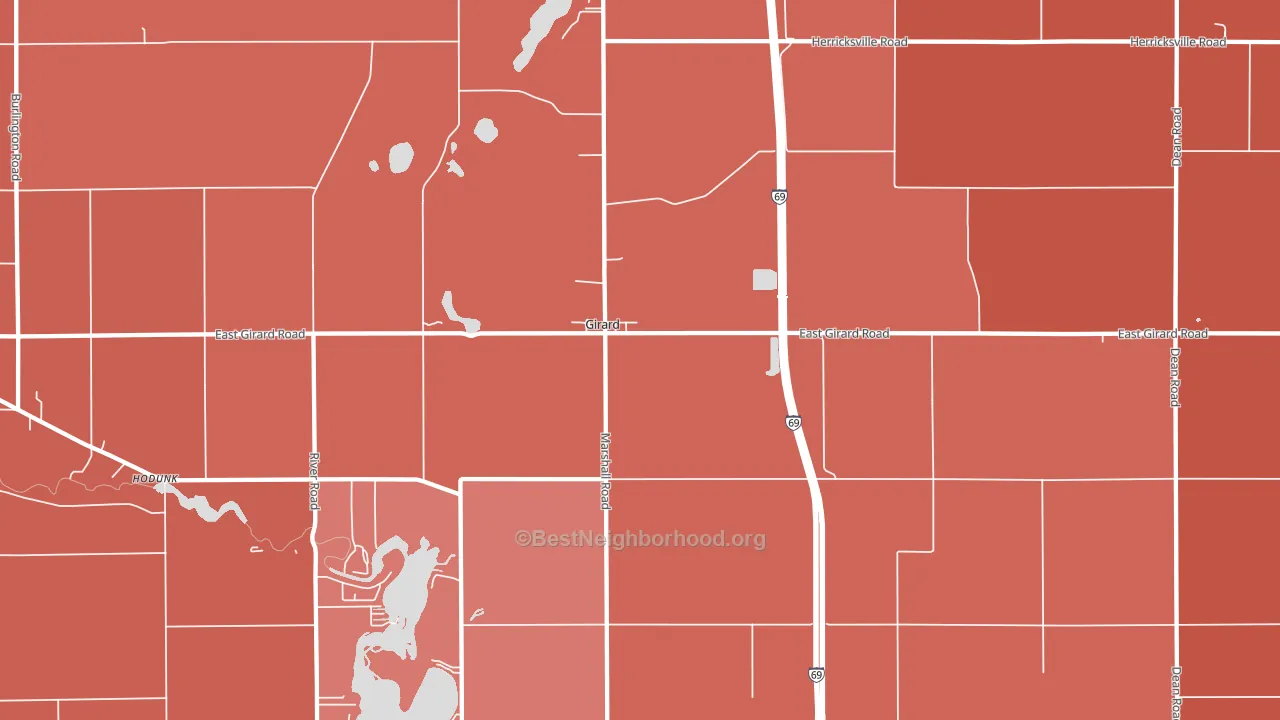 Girard, MI block-group political-lean map