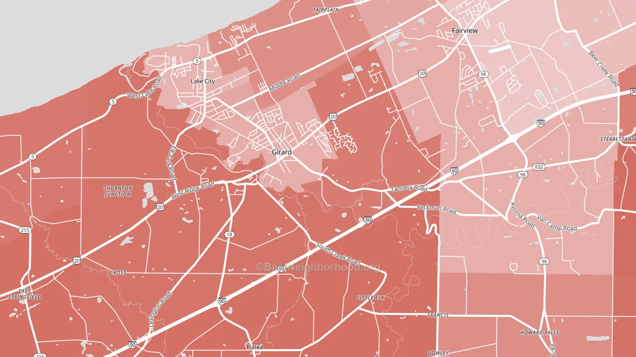 Girard, PA block-group political-lean map