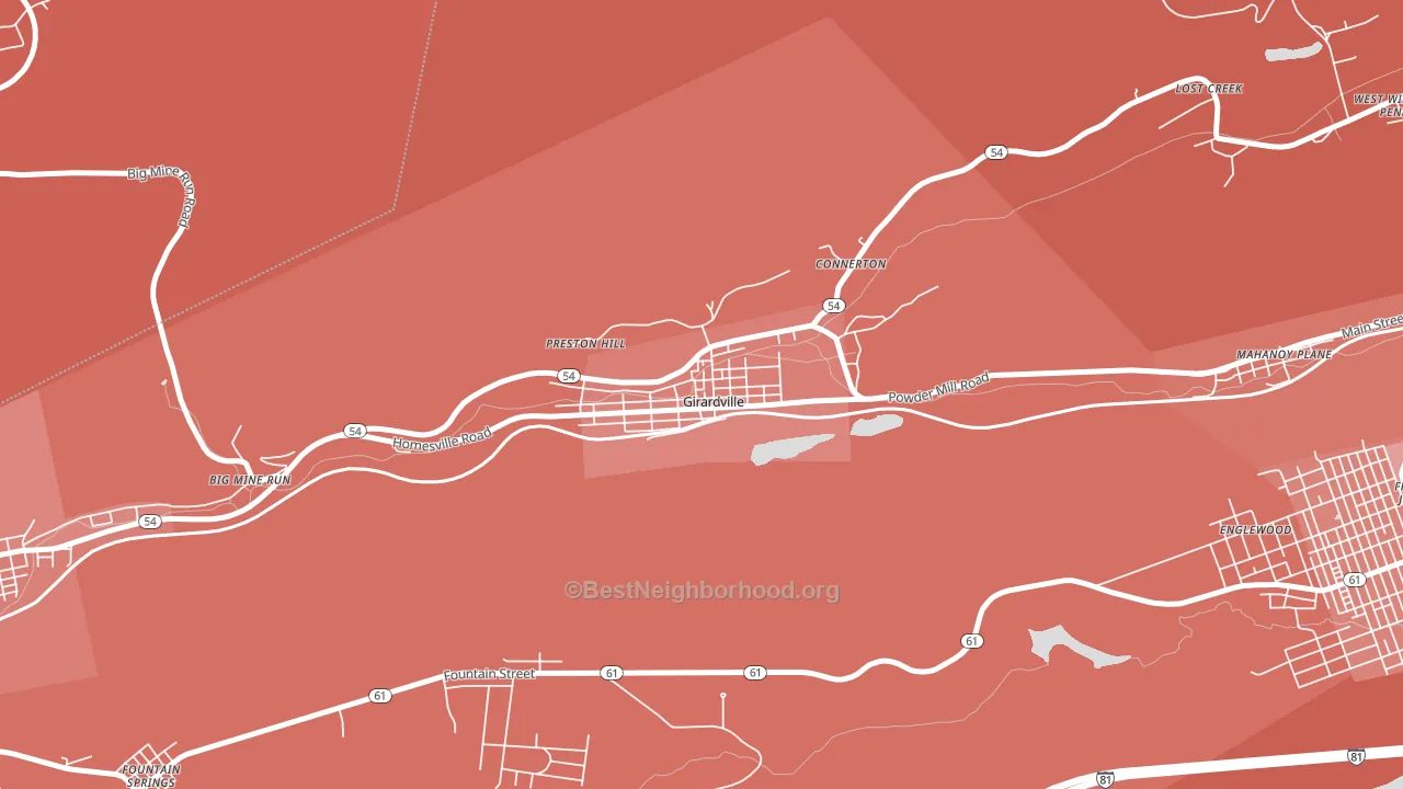 Girardville, PA block-group political-lean map