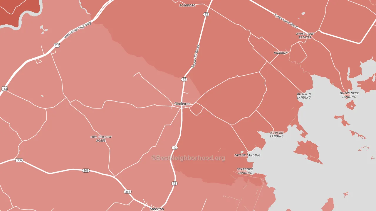Girdletree, MD block-group political-lean map