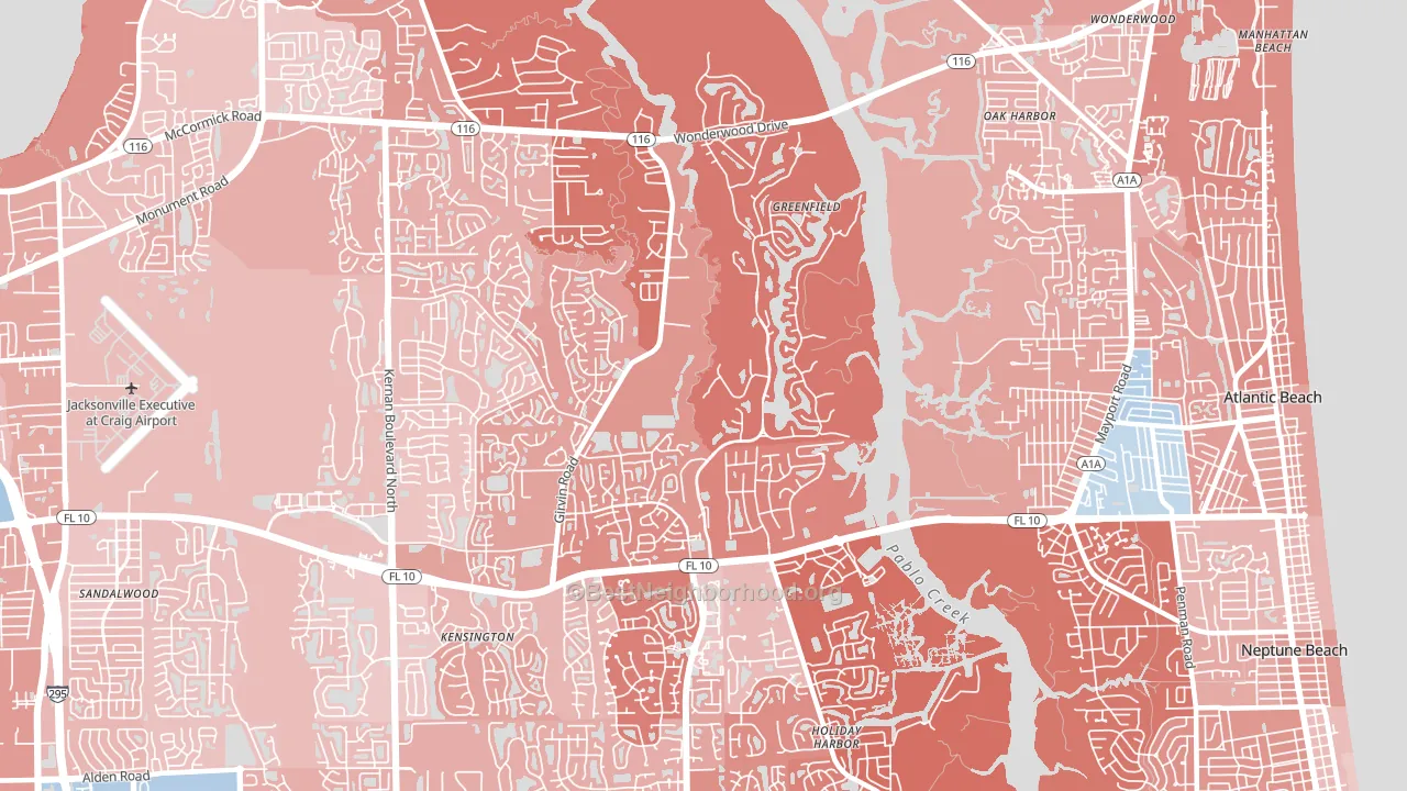 Girvin, Jacksonville, FL block-group political-lean map