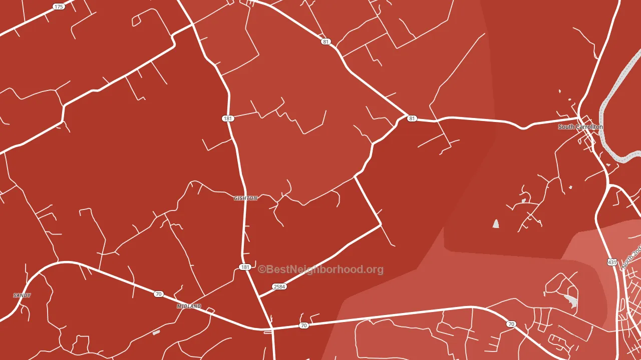 Gishton, KY block-group political-lean map